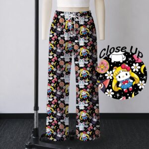 sailor moon sanrio lounge pants unisex drawstring waist relaxed fit black sizes s-5xl