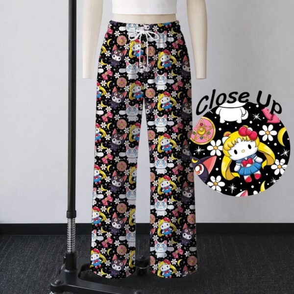 sailor moon sanrio lounge pants unisex drawstring waist relaxed fit black sizes s-5xl