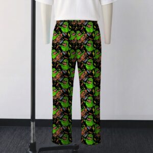 Ghostbusters Slimer skateboarding all-over print lounge pants on black background