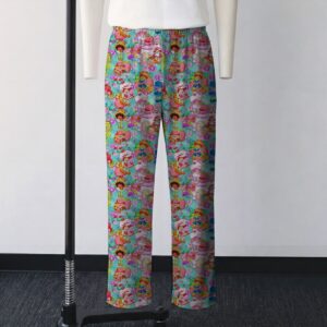 strawberryshortcake-loungepants-fr (1) Classic Strawberry Shortcake all-over pattern lounge pants on turquoise background