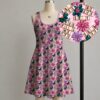 Funny floral scrabble tile swear word sleeveless A-line dress in pink womens sizes S to 5XL