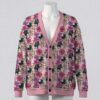 Funny pink floral cardigan sweater with sarcastic scrabble letter curse words unisex sizes S to 7XL