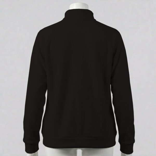 black-fleecejacket-bk Black full zip fleece jacket with high stand collar and side pockets