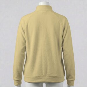 Butter yellow full zip fleece jacket with high stand collar and side pockets