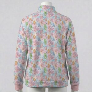 Pastel tie-dye full zip fleece jacket featuring retro Care Bears print