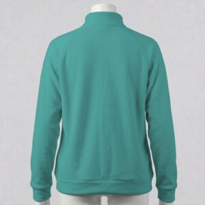 chalky teal unisex full zip fleece coat with high collar and side pockets