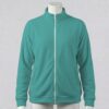 chalkymint-fleecejacket-fr chalky teal unisex full zip fleece coat with high collar and side pockets
