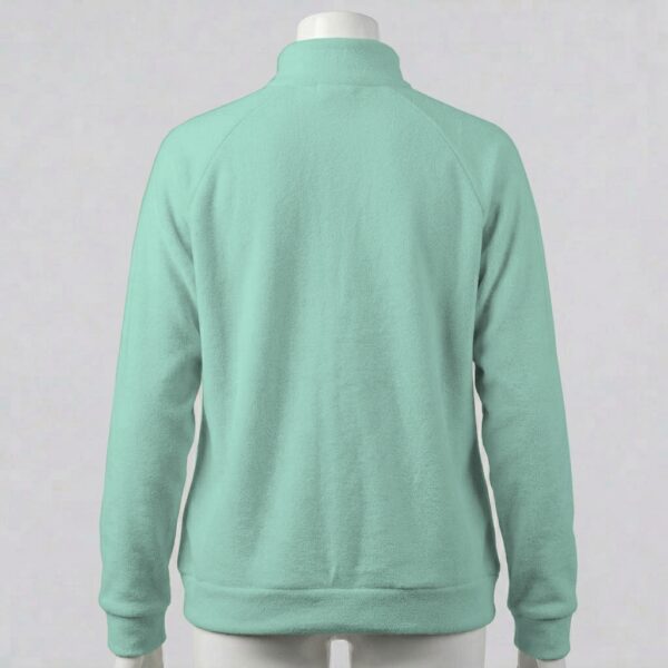 charmingfrost-fleecejacket-bk Mint Green full zip fleece jacket with high stand collar and side pockets