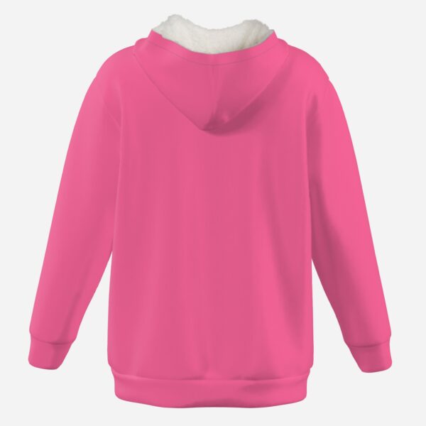 Solid dark pink color thick fleece-lined full-zip hoodie with drawstrings and side pockets