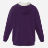 Solid purple color thick fleece-lined full-zip hoodie with drawstrings and side pockets