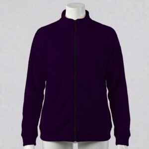 deep purple unisex full zip fleece coat with high collar and side pockets