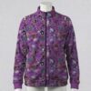 ghostpoke-fleecejacket-fr Deep purple fleece zip jacket with Gengar Mimikyu and ghost Pokemon pattern