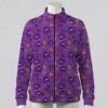 ghosttype-fleecejacket-fr Deep purple fleece zip jacket with Gengar Mimikyu, Haunter and ghastly Pokemon pattern