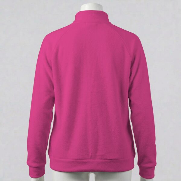 hot pink unisex full zip fleece coat with high collar and side pockets