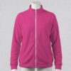 hot pink unisex full zip fleece coat with high collar and side pockets