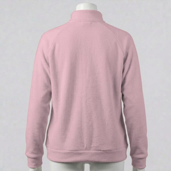 light pink unisex full zip fleece coat with high collar and side pockets