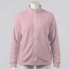 light pink unisex full zip fleece coat with high collar and side pockets
