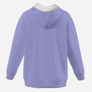Solid lilac color thick fleece-lined full-zip hoodie with drawstrings and side pockets