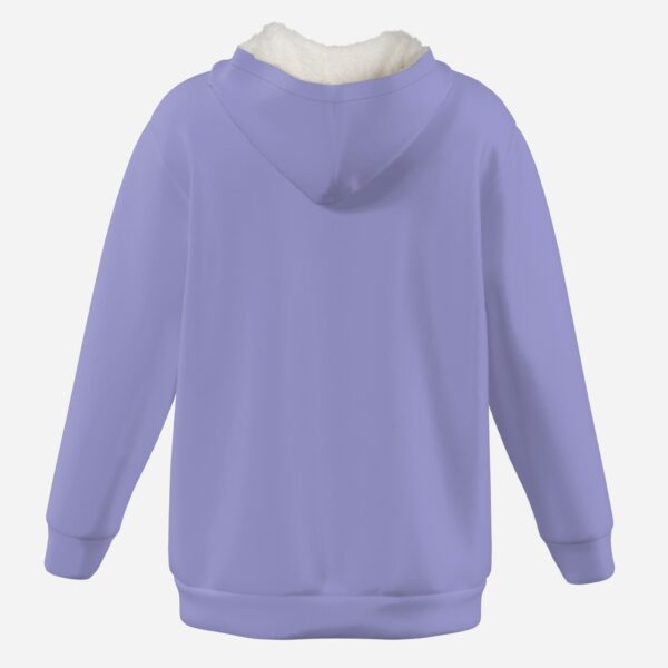 Solid lilac color thick fleece-lined full-zip hoodie with drawstrings and side pockets