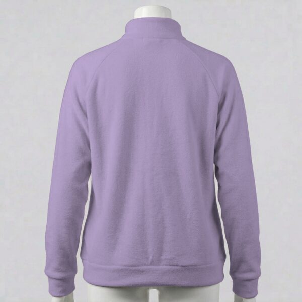 light lilac unisex full zip fleece coat with high collar and side pockets