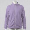 light lilac unisex full zip fleece coat with high collar and side pockets