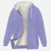 Solid lilac color thick fleece-lined full-zip hoodie with drawstrings and side pockets