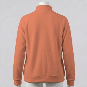 pastel orange unisex full zip fleece coat with high collar and side pockets