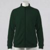 dark green unisex full zip fleece coat with high collar and side pockets