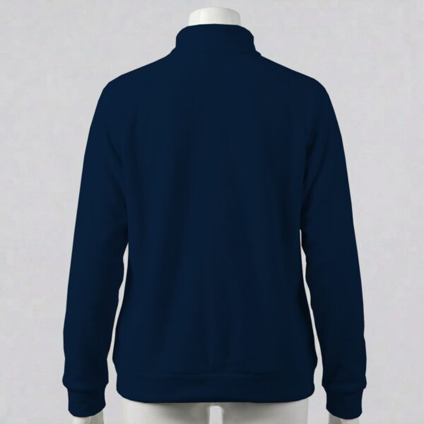navy-fleecejacket-bk navy unisex full zip fleece coat with high collar and side pockets