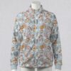 pokeblue-fleecejacket-fr Pastel blue full zip fleece coat with all-over Pokemon print including Eevee and Pikachu