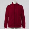 redhotlipstick-fleecejacket-fr deep red unisex full zip fleece coat with high collar and side pockets