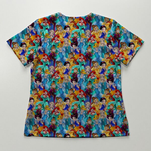 Funny Princess Faces V-Neck Scrub Top XS-4XL