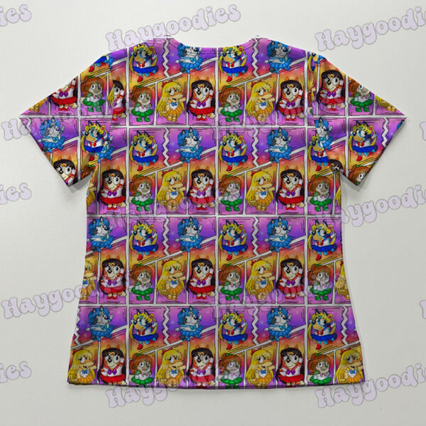 scrubs-bk-sailorbluey Cute Bluey SailorMoon Mashup V-Neck Scrub Top XS-4XL