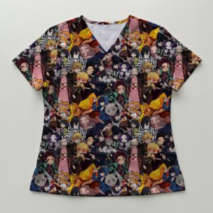 scrubs-fr-demonslayers Demon Slayer Anime V-Neck Scrub Top XS-4XL