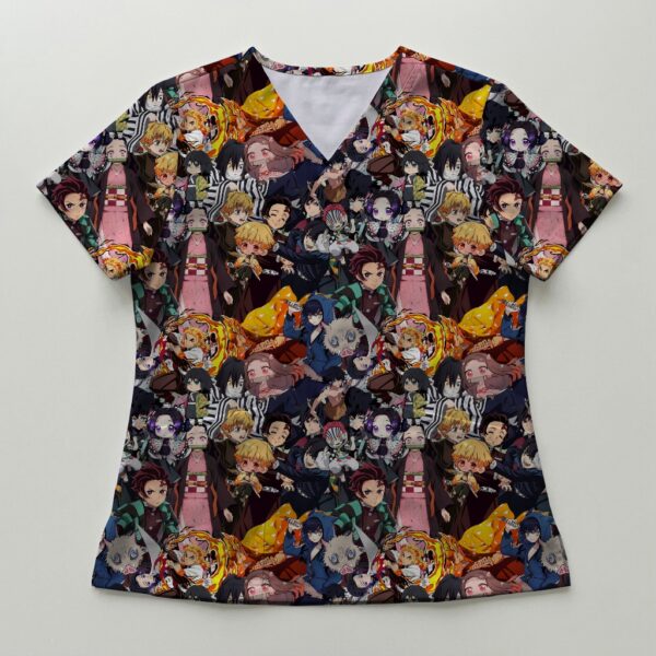 scrubs-fr-demonslayers Demon Slayer Anime V-Neck Scrub Top XS-4XL