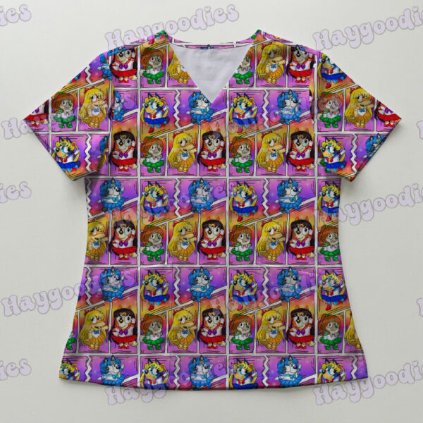 scrubs-fr-sailorbluey Cute Bluey SailorMoon Mashup V-Neck Scrub Top XS-4XL
